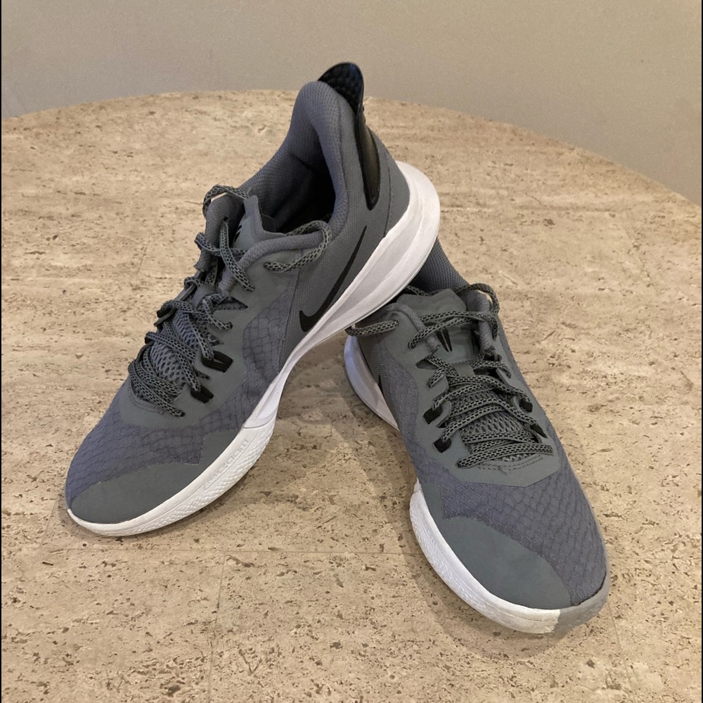 Nike women’s shoes.  They are gray, black and white. Excellent condition. Size 7